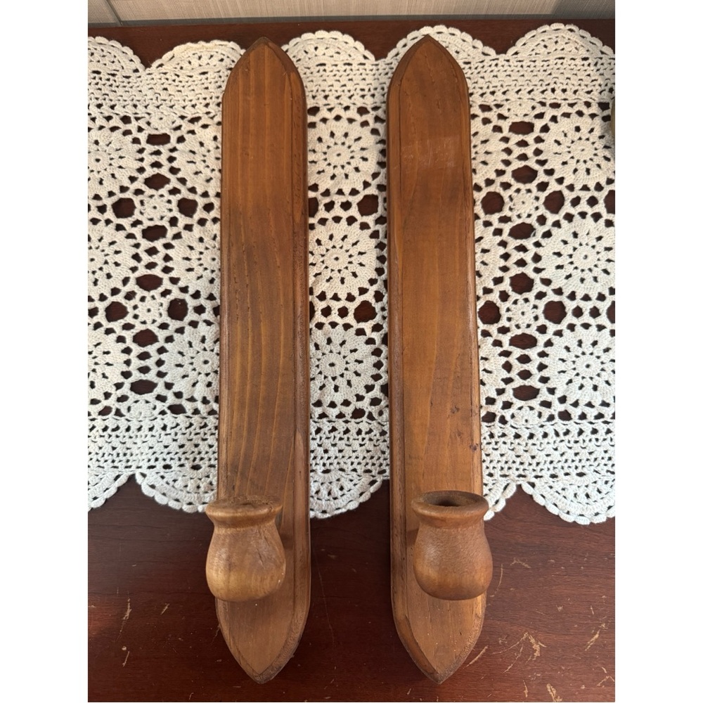 Vintage Wooden Candlestick Wall Hanging Holders